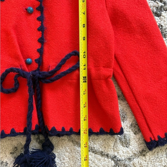 Vintage red tie front floral sweater - Picture 3 of 5